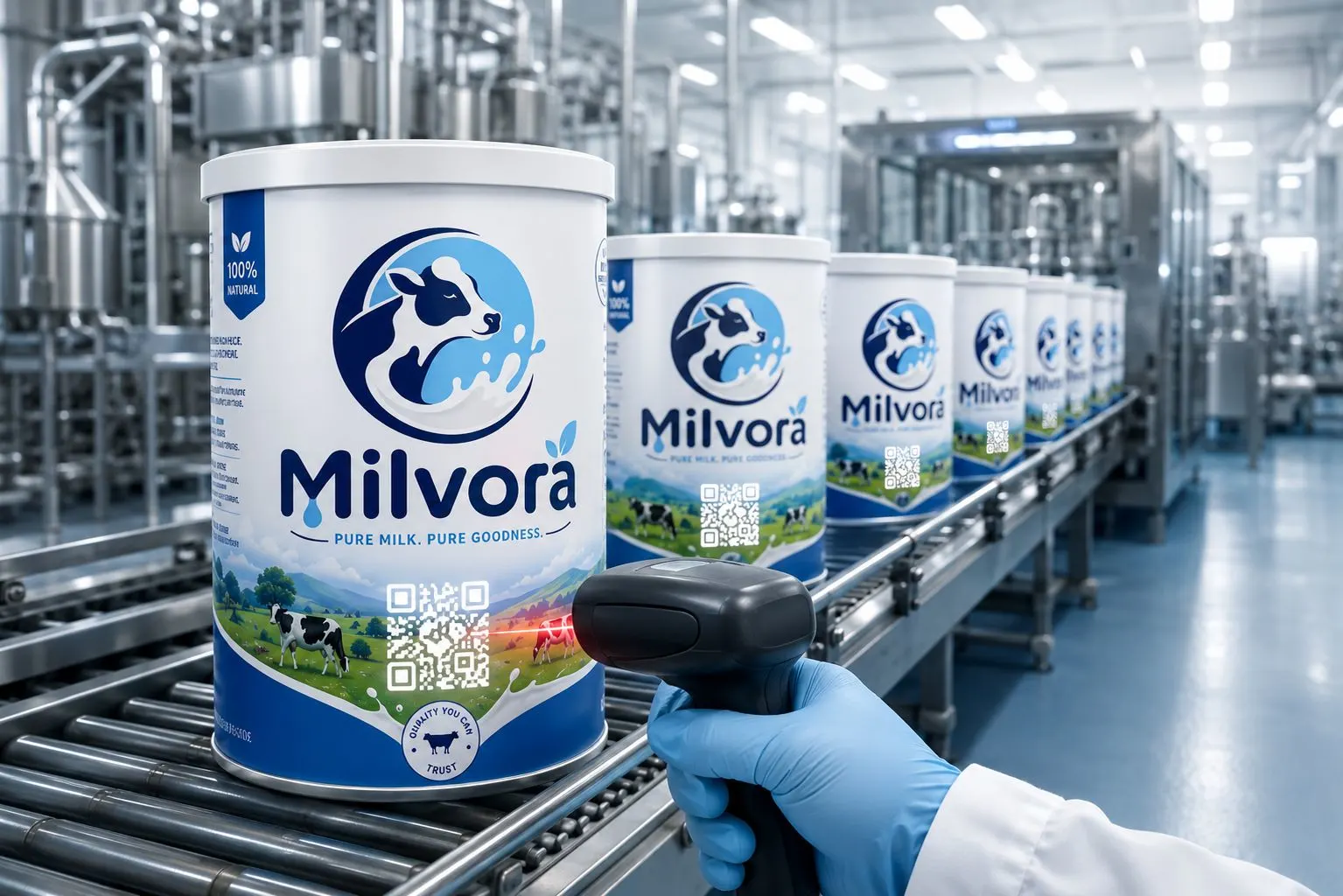 Packaging with a machine-readable code linking the physical product to digital systems.